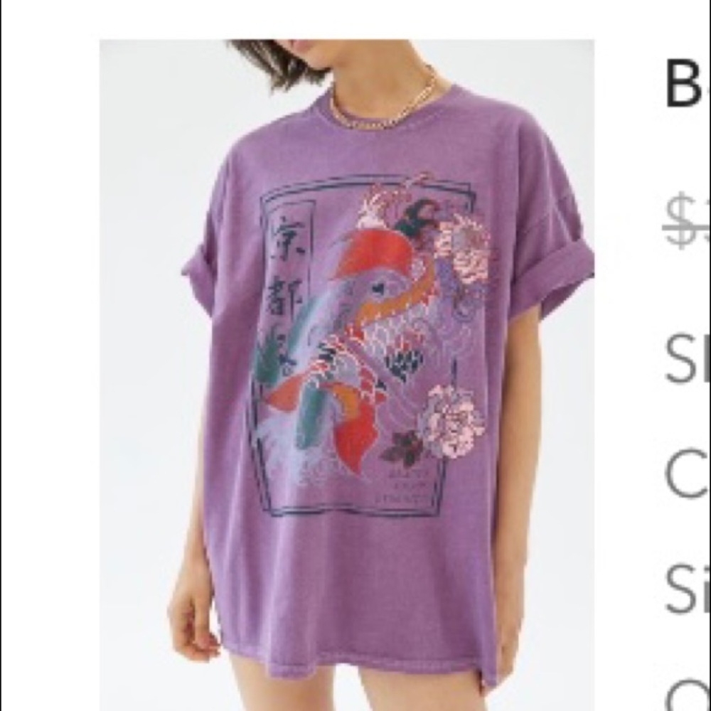 Urban Outfitters Beauty and Chaos Koi Fish Oversized Graphic Tee